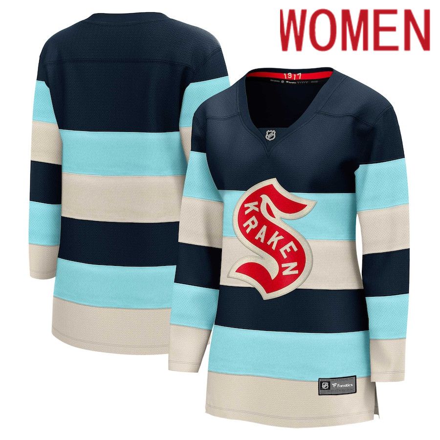 Women Seattle Kraken Fanatics Branded Deep Sea Blue 2024 NHL Winter Classic Breakaway Jersey